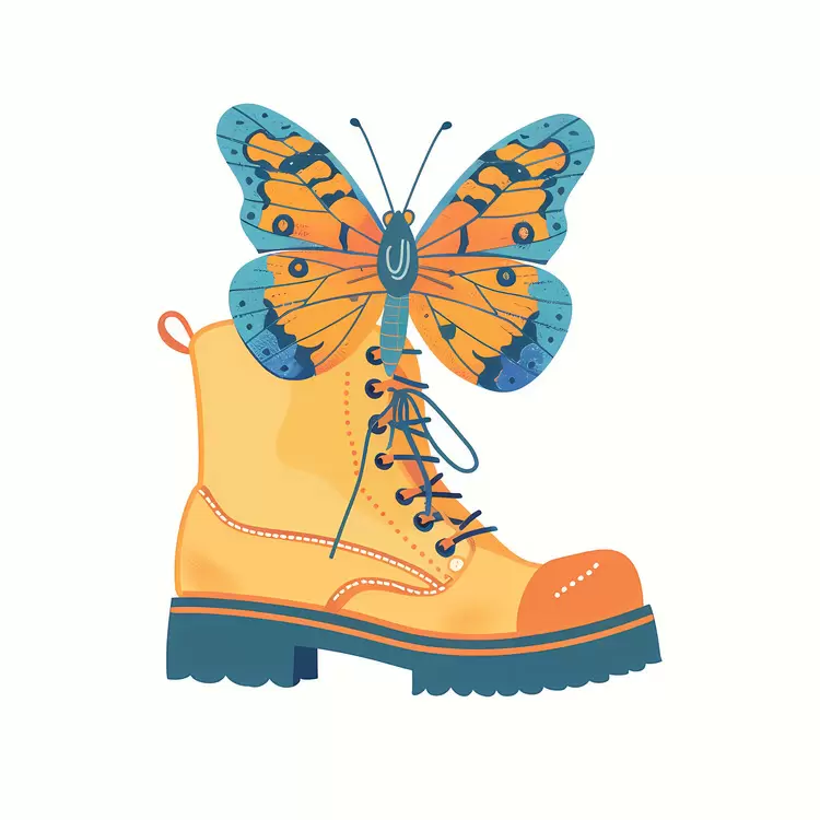 butterfly on shoe boot nature art invertebrate