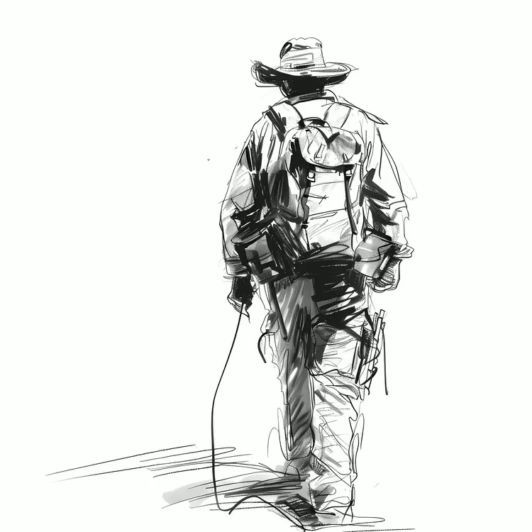 Line art Man Traveler Sketchy Hiker