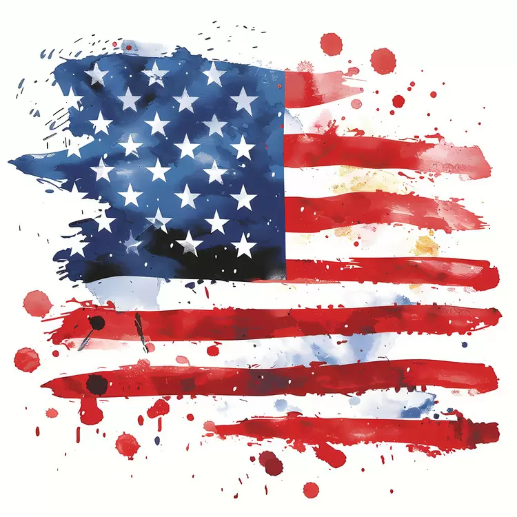 patriotic art red white and blue watercolor paint american flag watercolor splatter brush