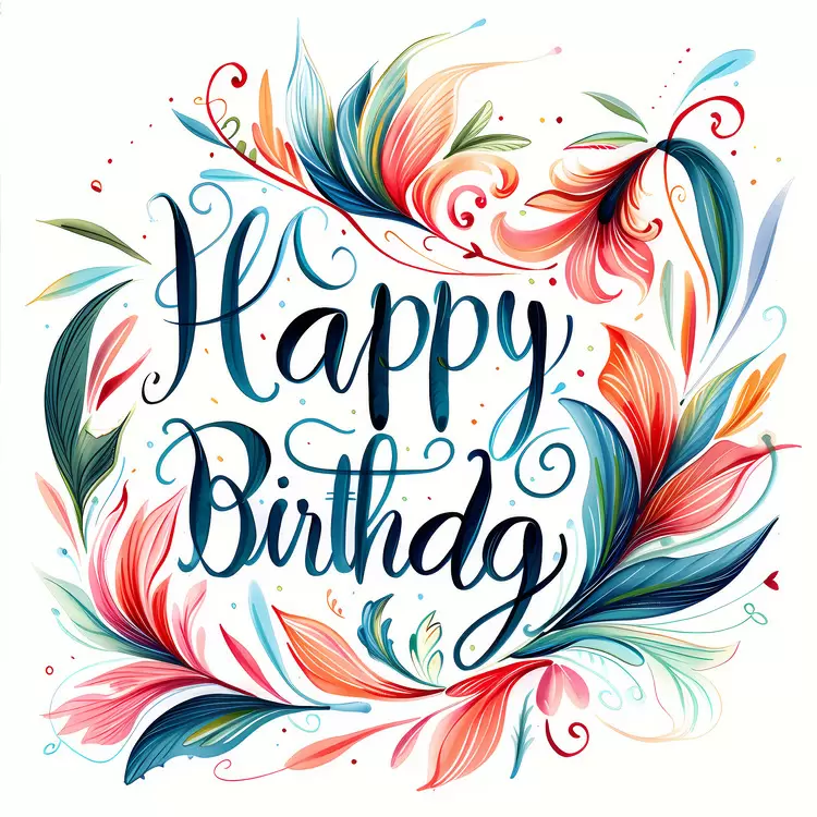 birthday greeting hand-drawn Happy Birthday watercolor painting creative card