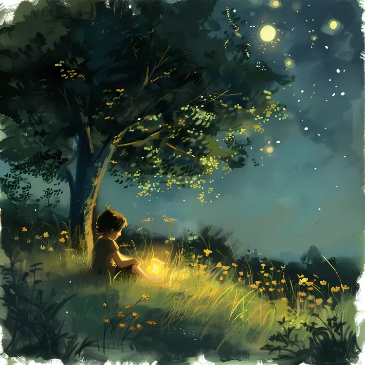 fireflies digital artwork grass firefly summer night