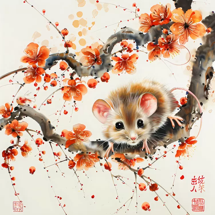 Artwork Chinese Zodiacs Blossoms Oriental