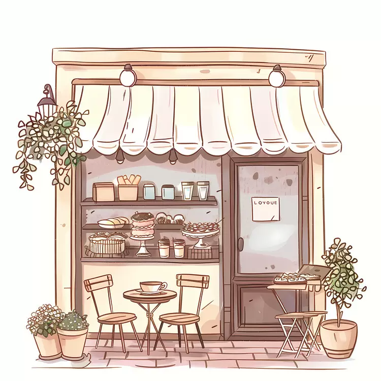Coffee beans Fruit stand Small coffee shop Waiting customers Cozy cafe