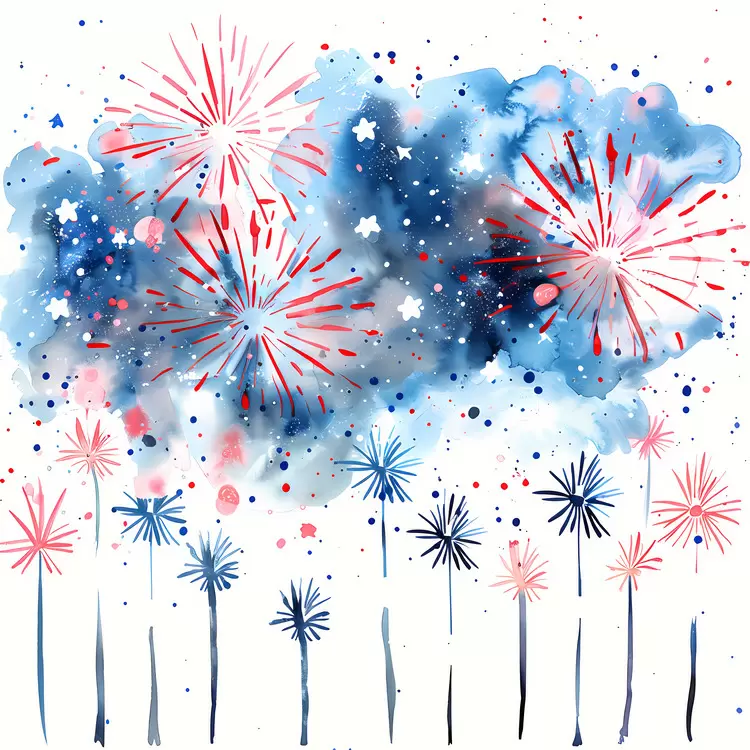 colorful skyline party 4th Of July patriotic