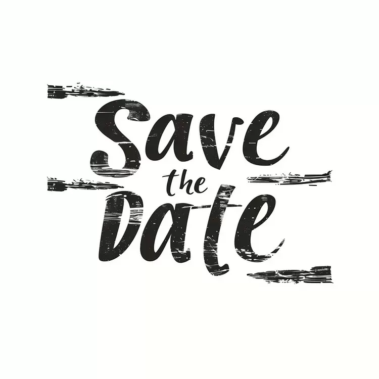 Black and White Timeless Customizable Save the Date Stamped