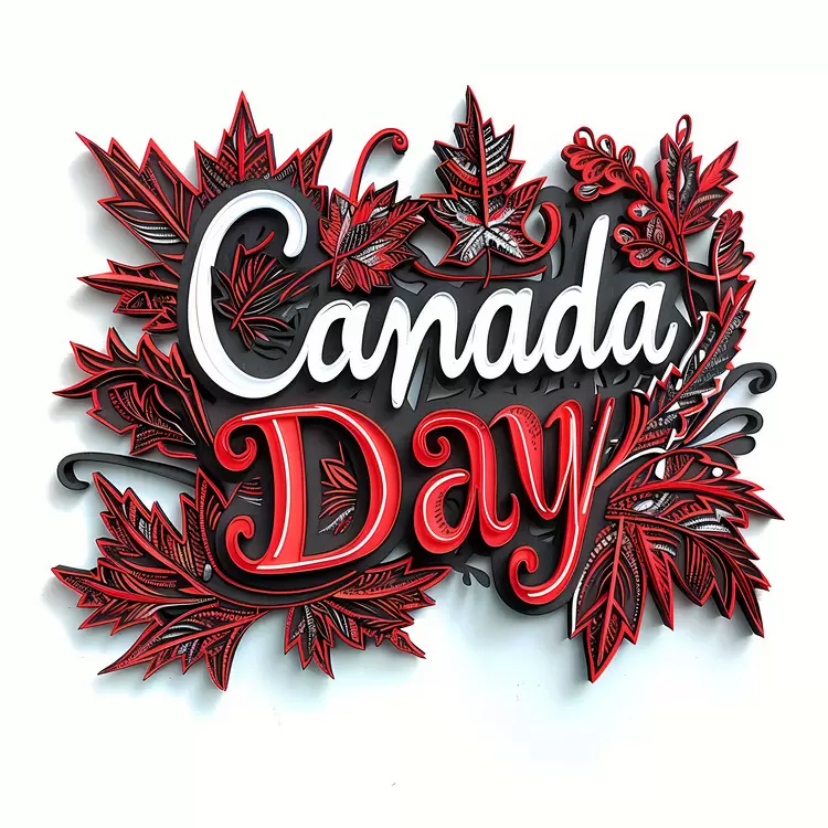 black maple leaves gold paper Canada Day