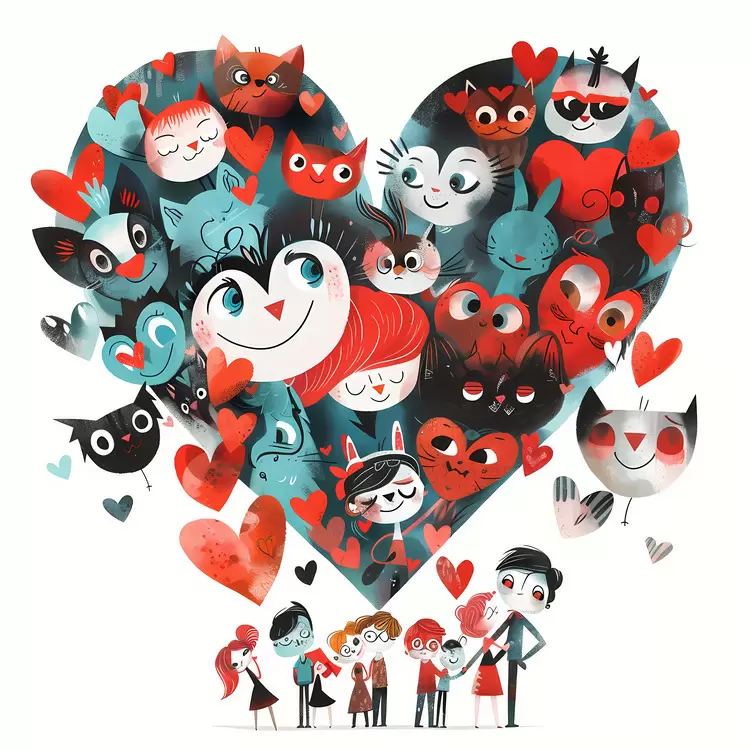 Heart Filled with Cute Cats