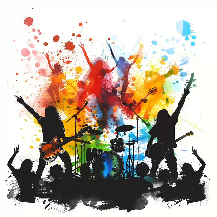 Guitar Colorful concert Mural Music