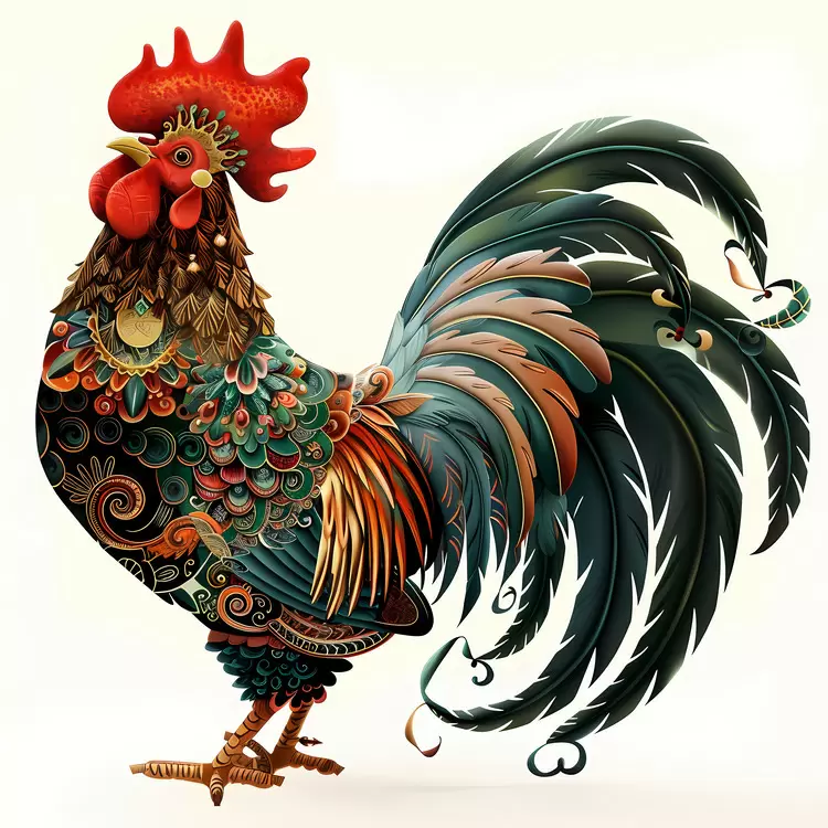flamboyant intricate fancy decorated rooster