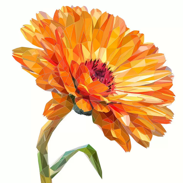 flower Watercolor Polygonal Colorful Orange