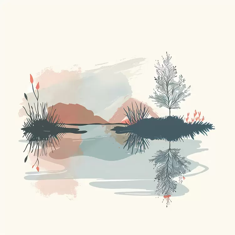 Lake reflection trees texture abstract