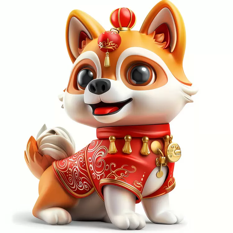 animal costume chinese new year asian culture happy lion dance dog in red dress