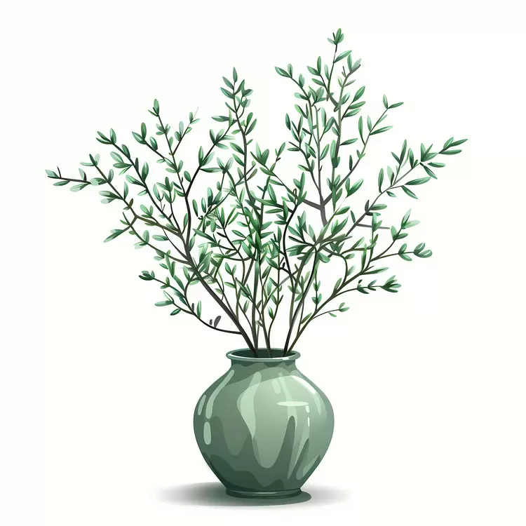 Branches Green vase Plants Botanical Art