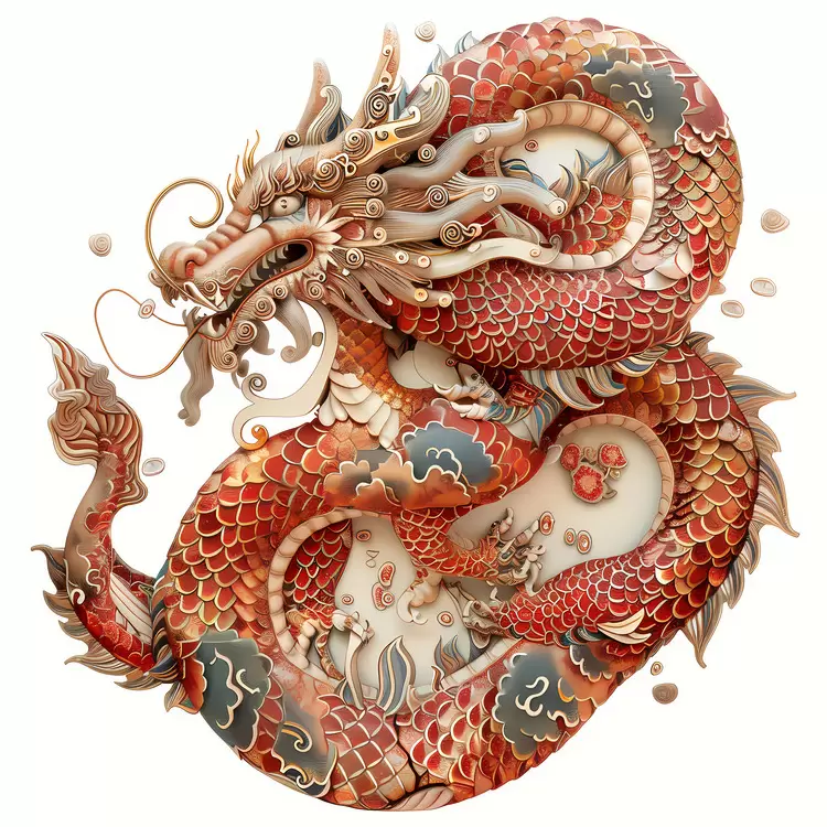 red mythical ornate mythological dragon