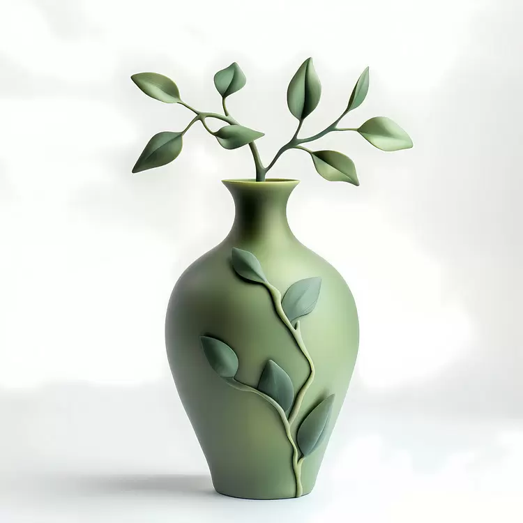 Green Vase leaves flowers verdant