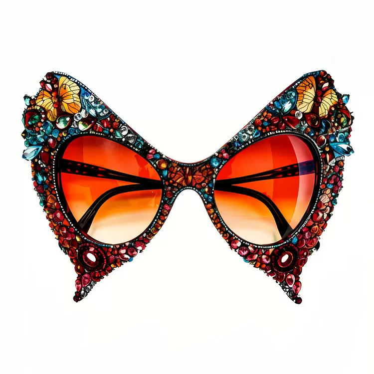 Vibrant colors Butterfly sunglasses Glittering Designed Accessory