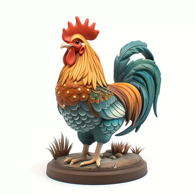 chicken figurine feathers ruffled rooster fowl
