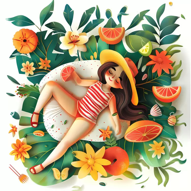 orange red lounging colorful fruit