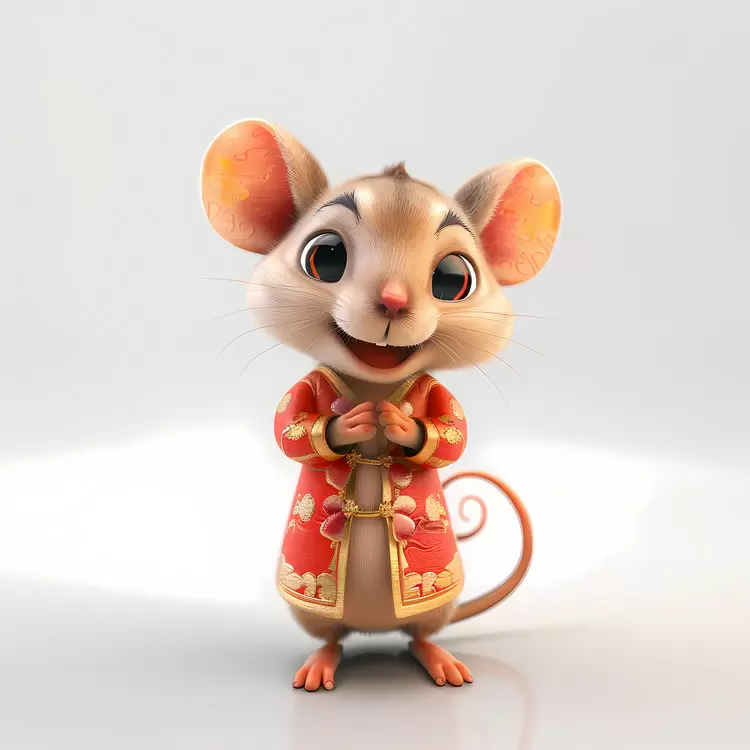 small animal animated character red robe mischievous personality Chinese Zodiacs
