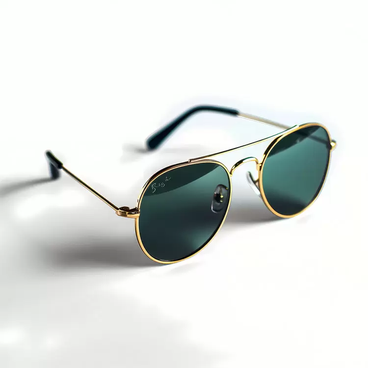 frame black and gold circular lens sun glasses