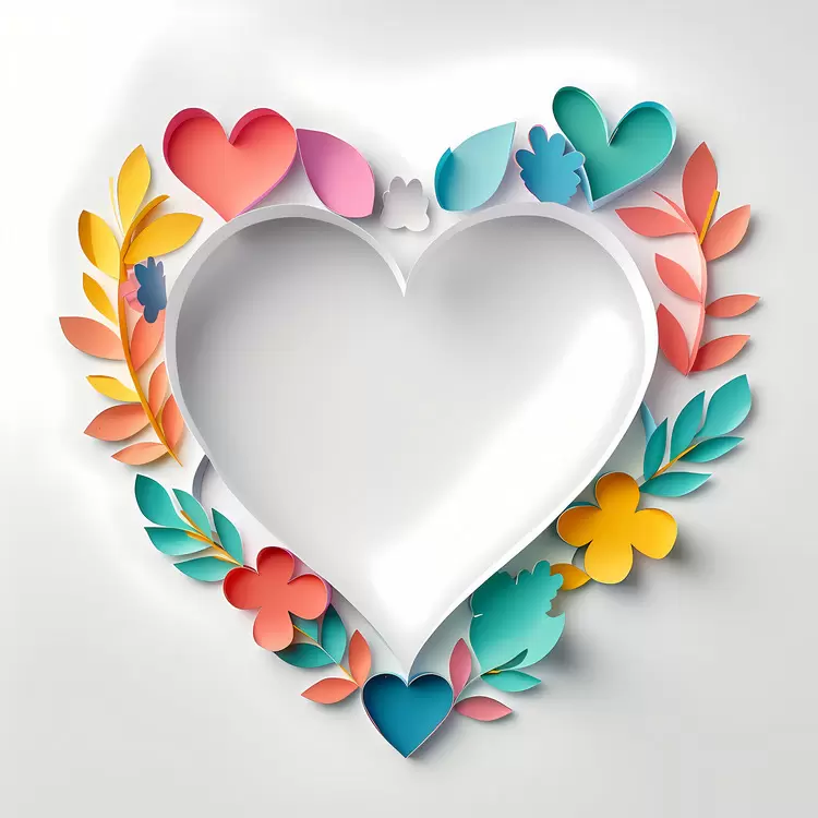 paper craft floral heart foliage design love hearts