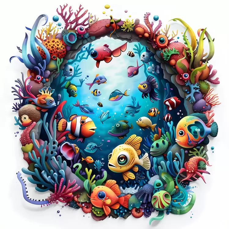 aquatic playful colorful artistic illustrative