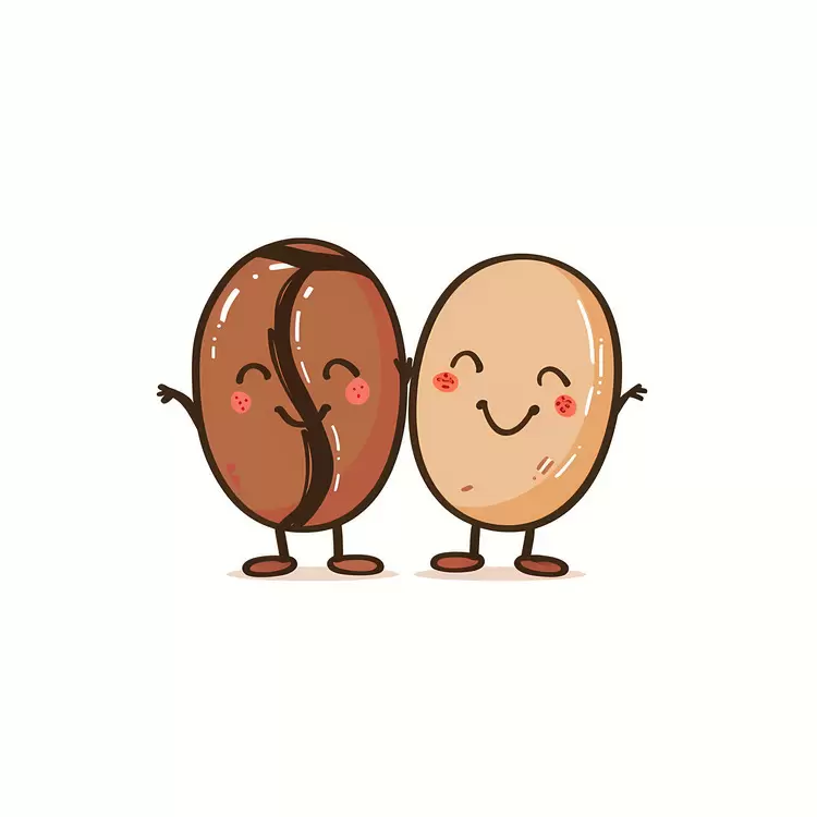 Coffee beans adorable smiley face happy cartoon