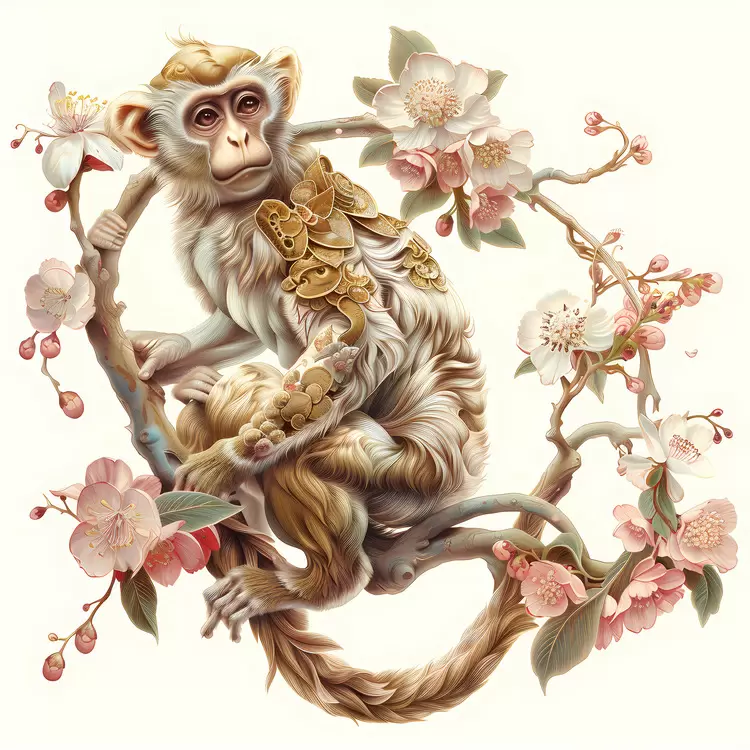 blossoms branch nature animal monkey