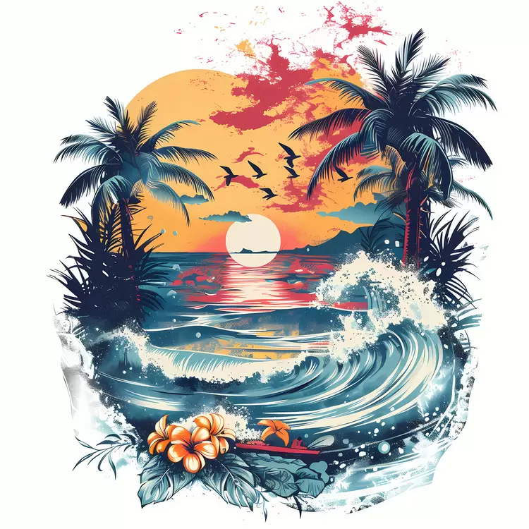 surf Summer Begins sunset nature palm trees