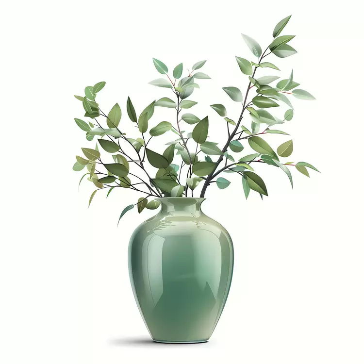 Branches Unknown Green Vase Flowers Img