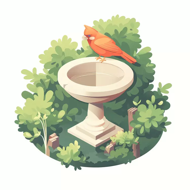 Water Fountain Greenery Bird Bath Botanical