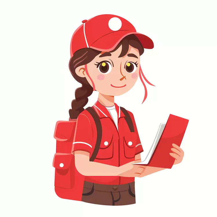 reading book wearing red hat and white shirt female firefighter Postal Worker