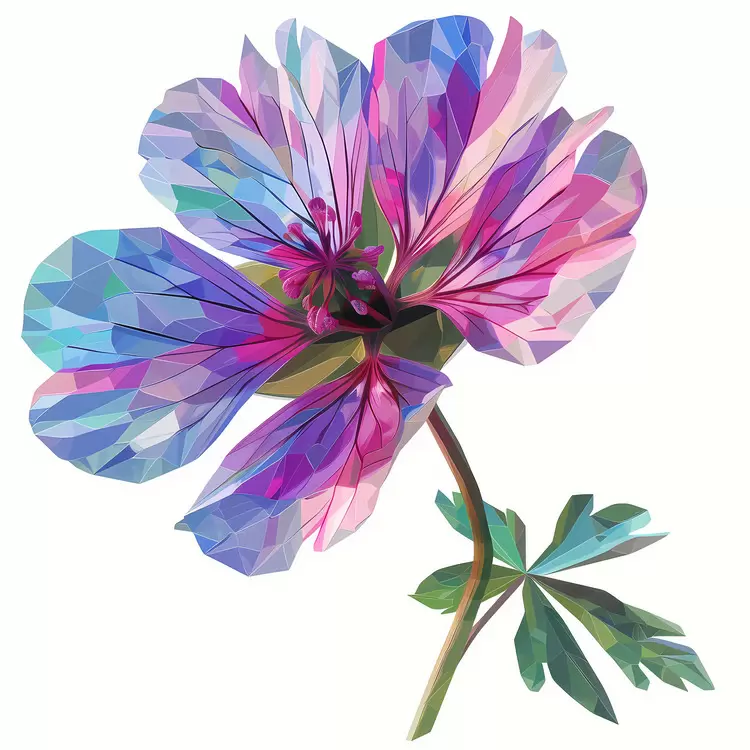 bright colors delicate appearance blue center single stamen pink flower