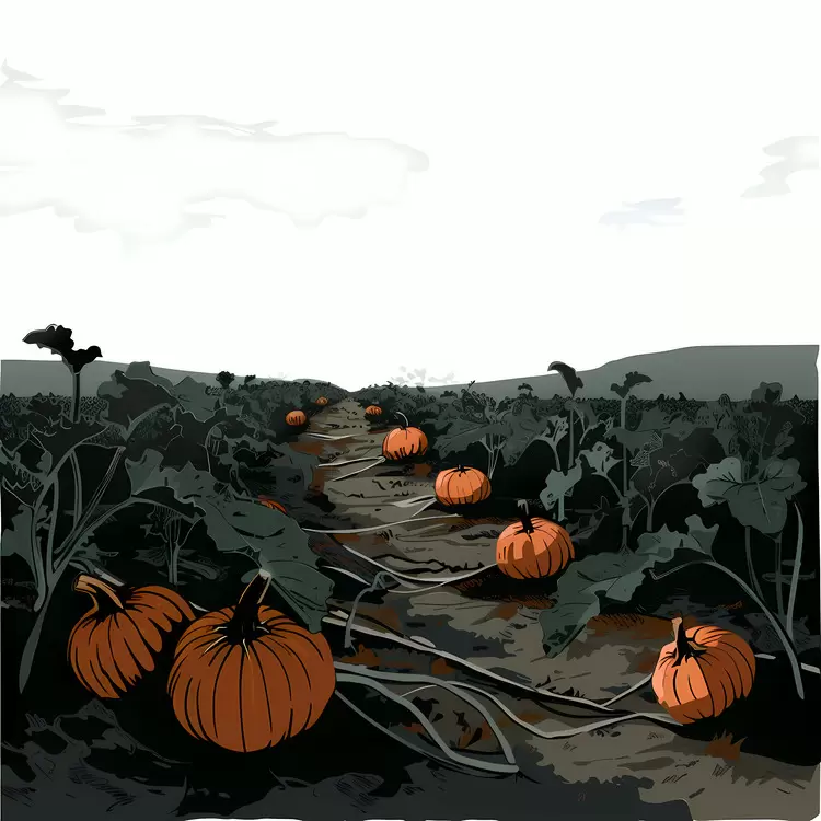 pumpkin patch Autumn colors Pumpkin field Farm landscape Harvest season