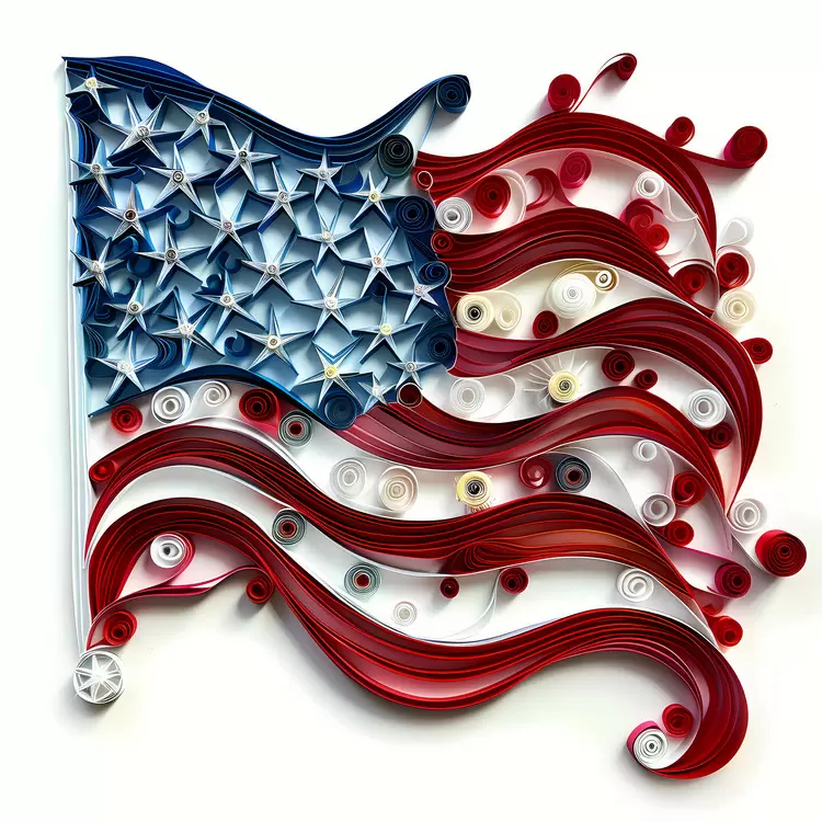 red patriotic artwork American Flag white and blue
