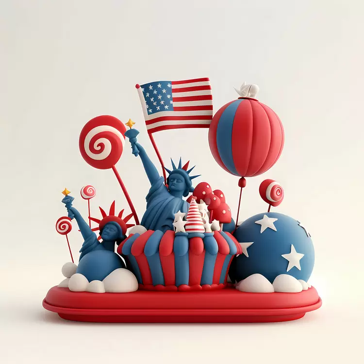 patriotic 4th Of July colorful statue of liberty holiday