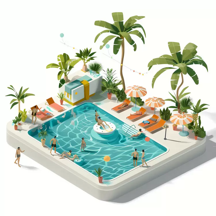 tropical pool drinking pineapple cocktail lounge chairs poolside party swimming pool