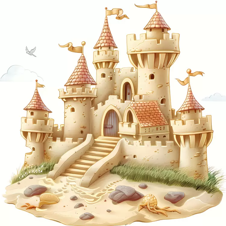 colorful playful castle beach turreted