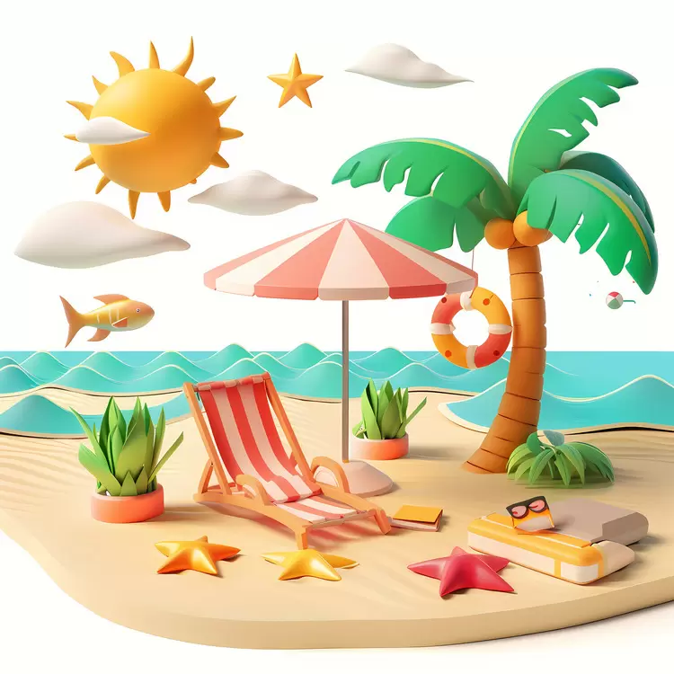fish Summer Begins sunglasses sand beach scene