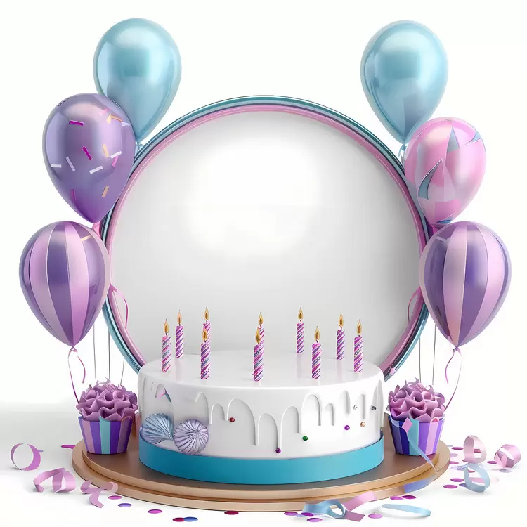 happy birthday streamers sparklers confetti birthday frame