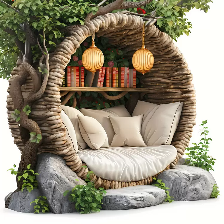 flowers book nook branch sun birds