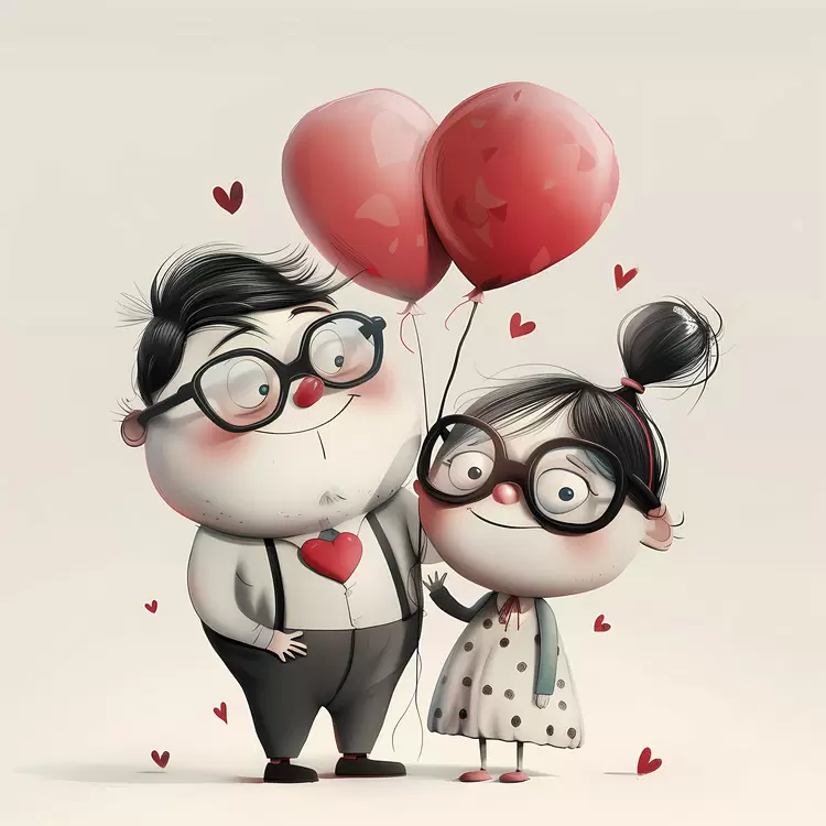 Cute Couple with Heart Balloon