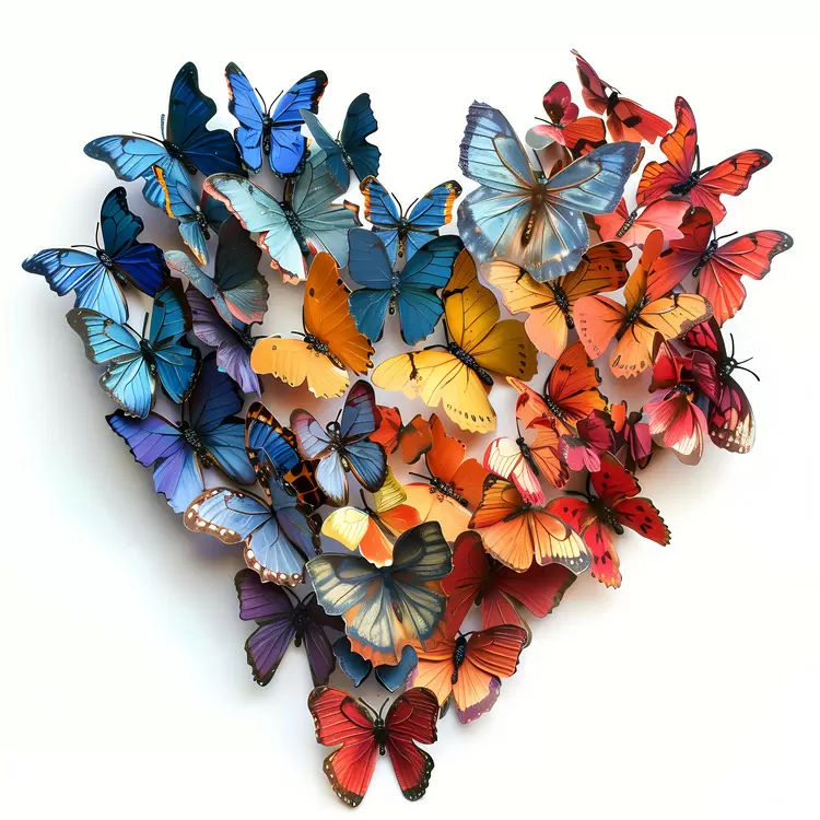 artwork butterflies heart nature colorful