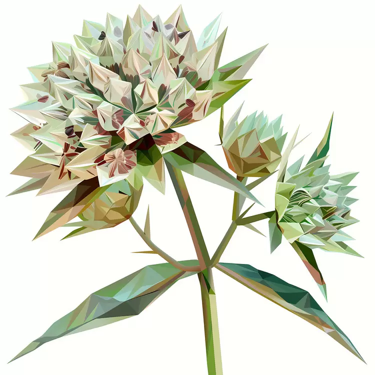 high contrast low-poly botanical modern clean