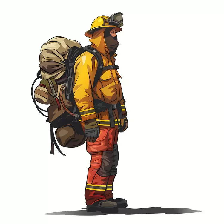 brown boots Wildland firefighter yellow helmet white gloves