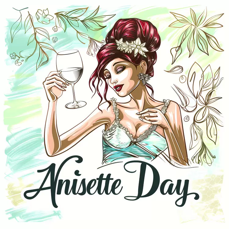 watercolor hand drawn Anisette Day vintage bouquet