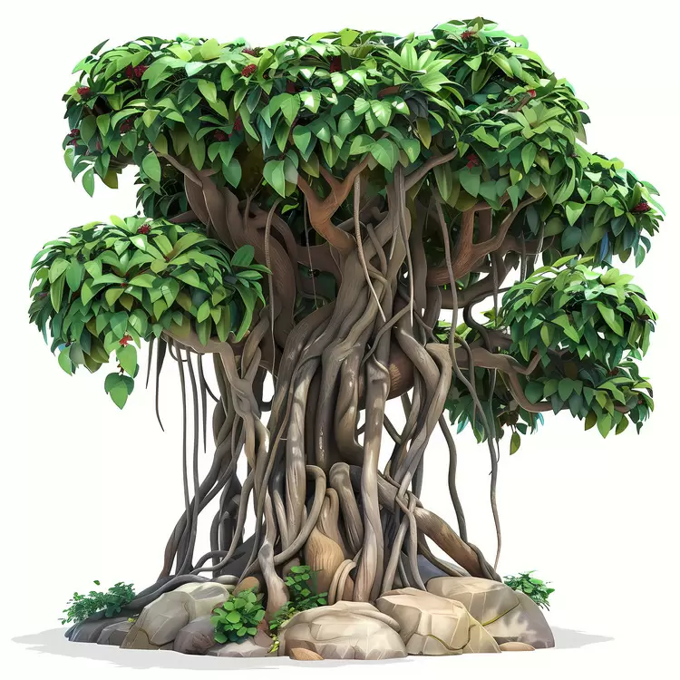 natural lush branches banyan tree vines