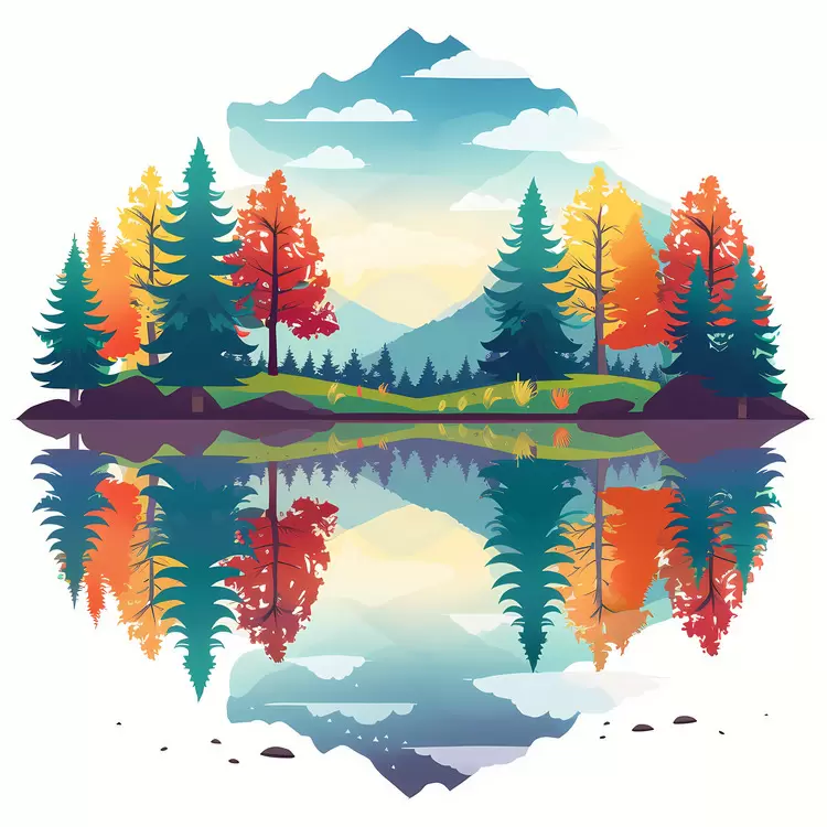 Lake reflection autumn colors peaceful scenic