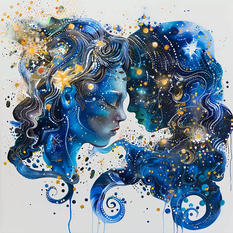 Face Stars Cosmic Watercolor Night sky