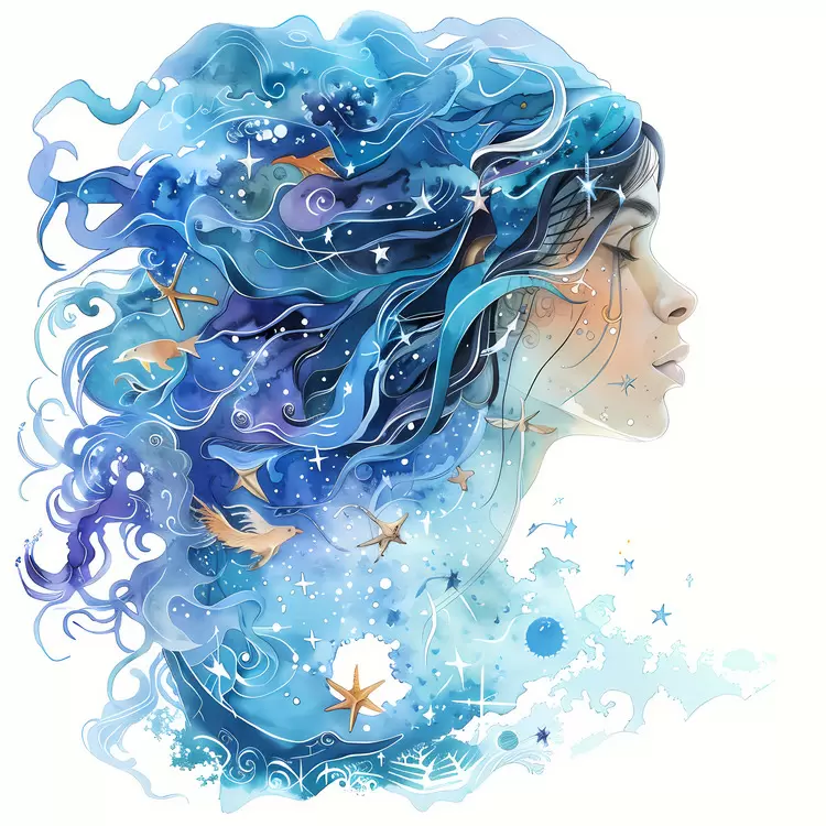 stars dreamlike ocean watercolor sea